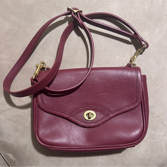 Handbags - J.W. Hulme Burgundy Leather Crossbody Bag Brass Turn Lock